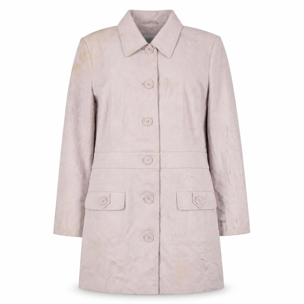 Front view of Next women’s pink pea coat coat, size UK 14, button