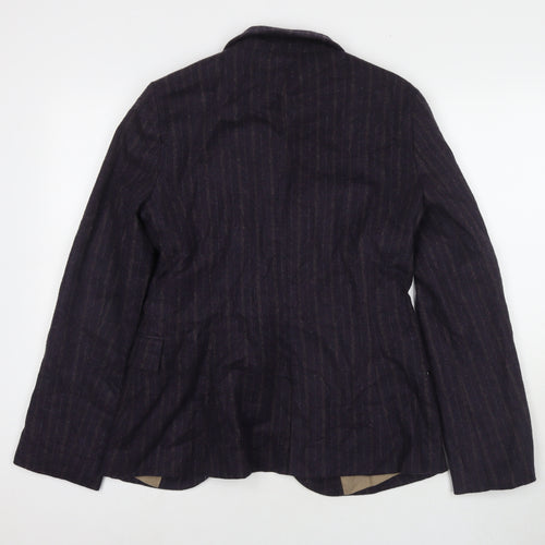 Zara Womens Purple Striped Jacket Blazer Size L Button