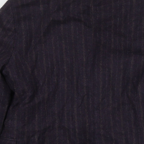 Zara Womens Purple Striped Jacket Blazer Size L Button