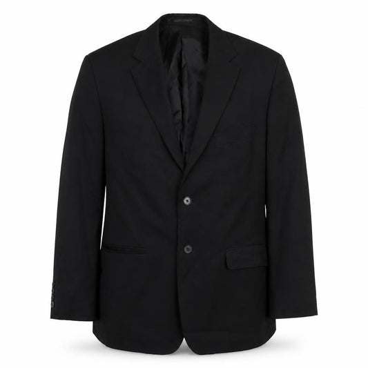 Front view of Burton men’s black polyester jacket suit jacket, size 40, regular