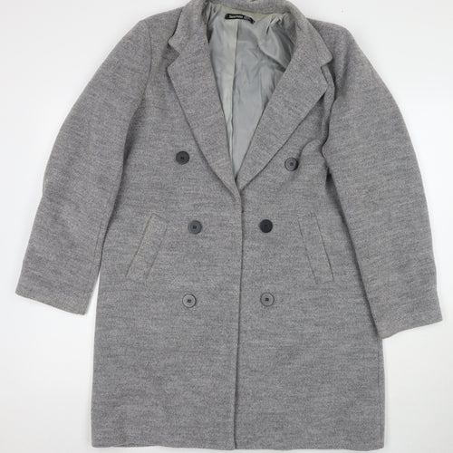 Boohoo Womens Grey Overcoat Coat Size 10 Button