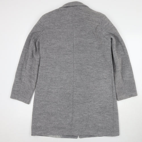 Boohoo Womens Grey Overcoat Coat Size 10 Button