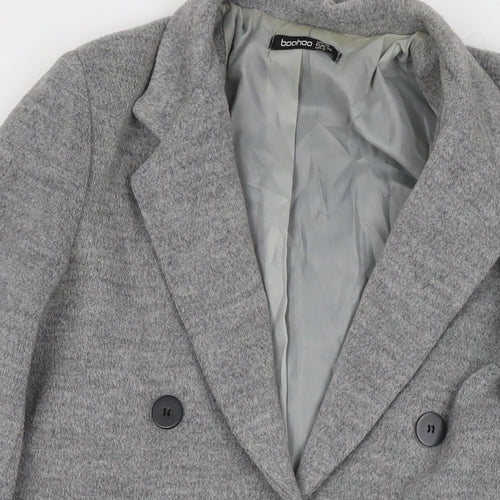 Boohoo Womens Grey Overcoat Coat Size 10 Button