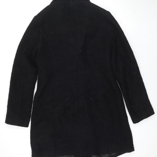 New Look Womens Black Overcoat Coat Size 12 Zip