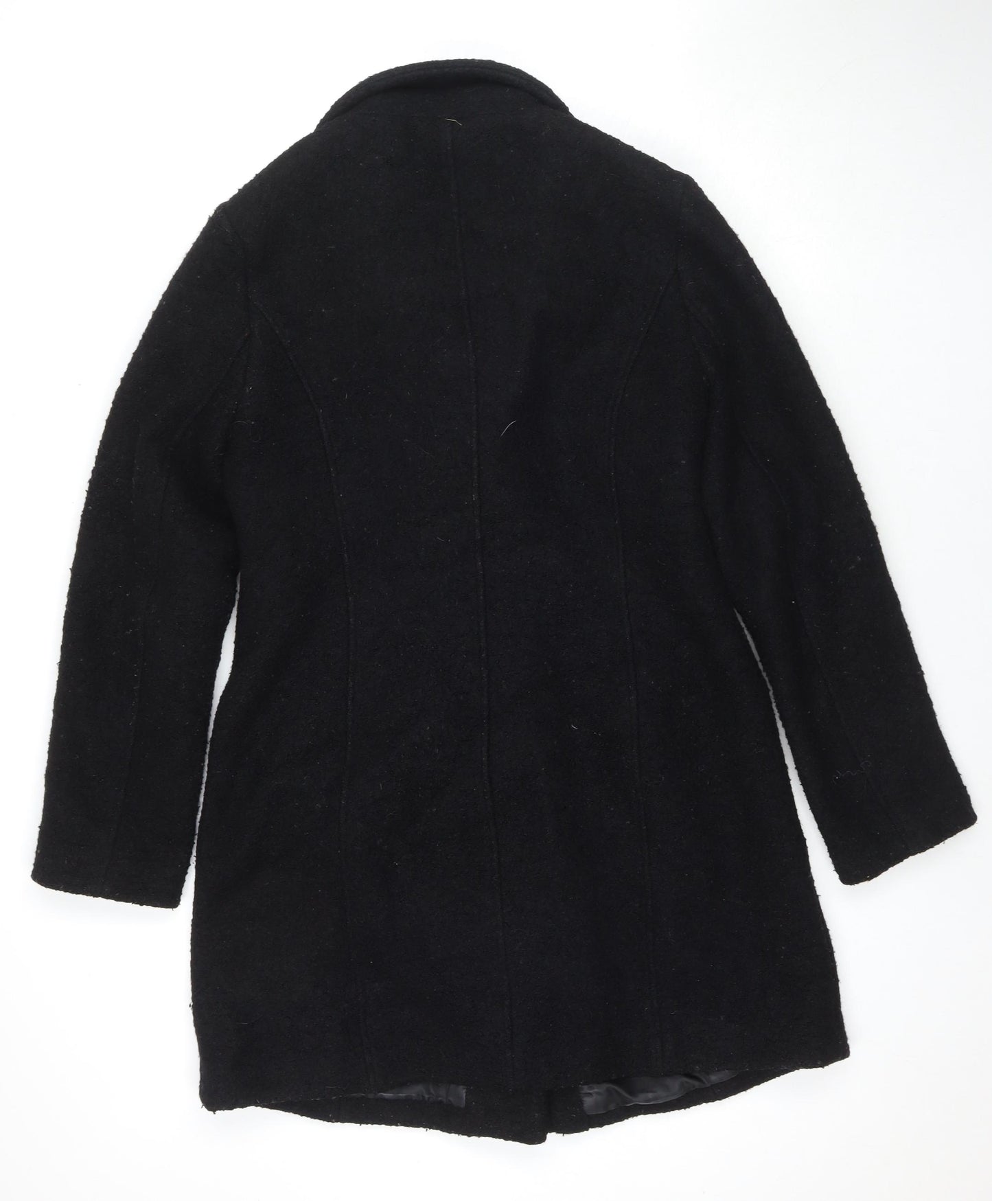 New Look Womens Black Overcoat Coat Size 12 Zip