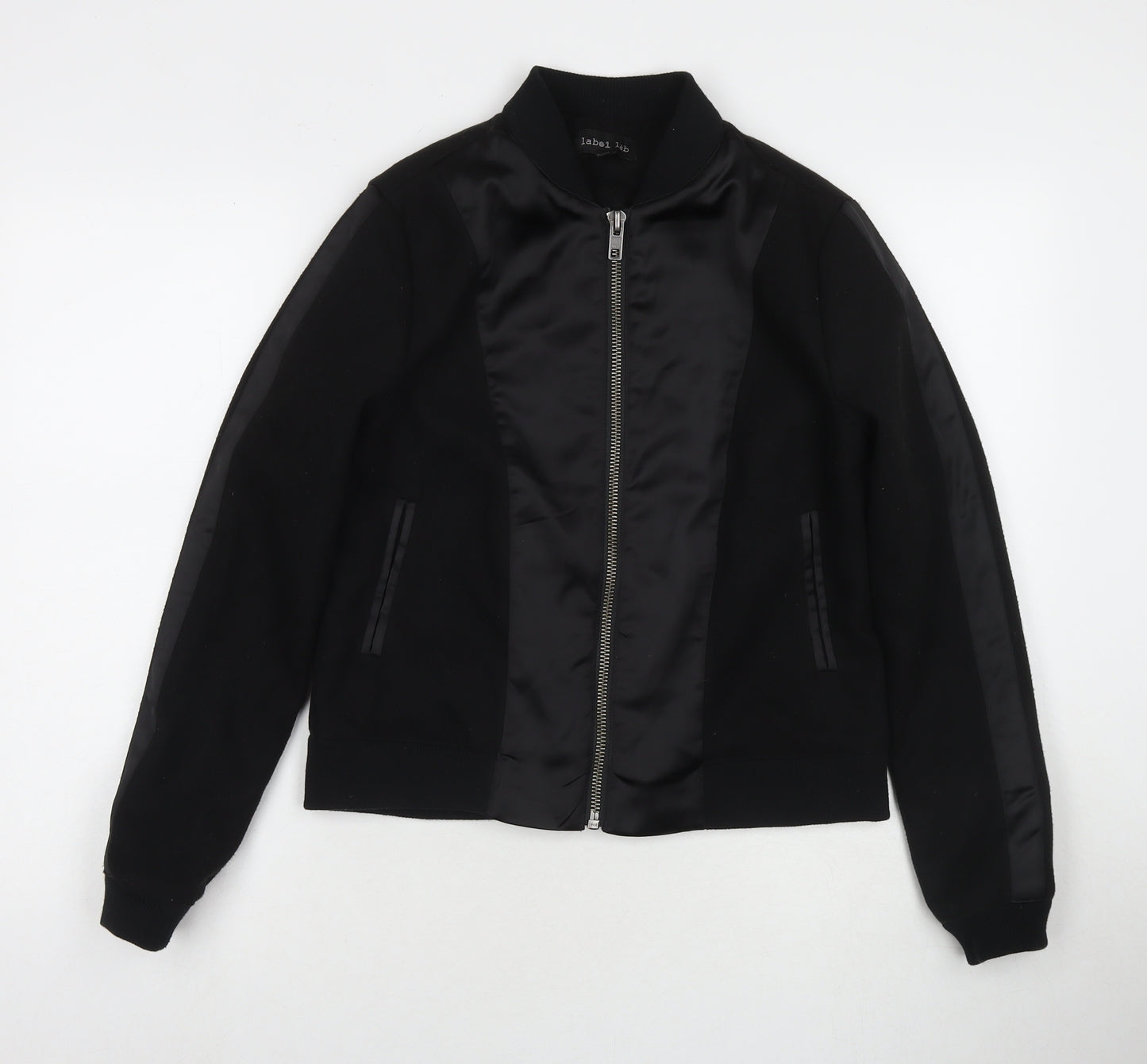 Label Lab Womens Black Bomber Jacket Coat Size 10 Zip