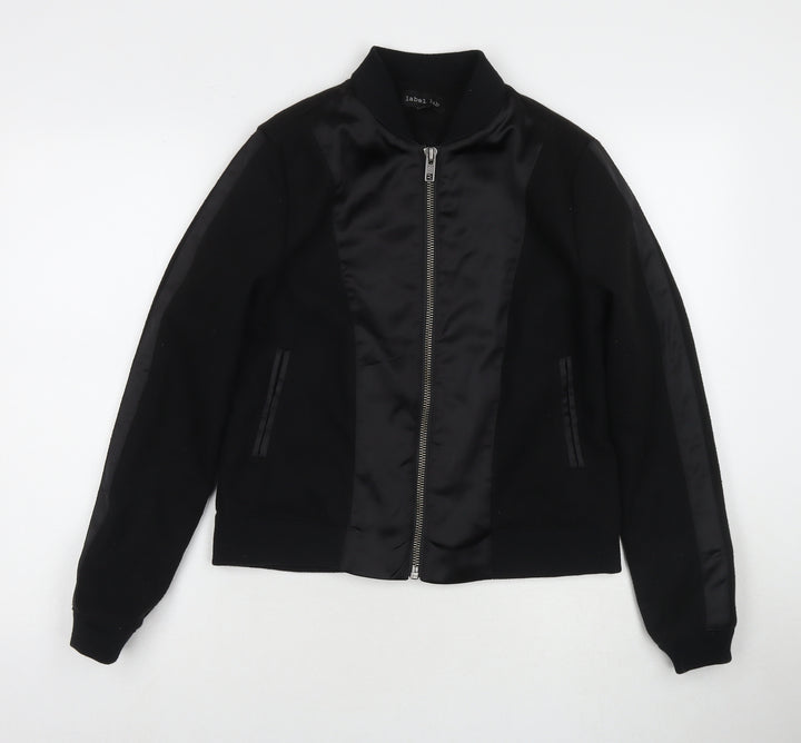 Label Lab Womens Black Bomber Jacket Coat Size 10 Zip