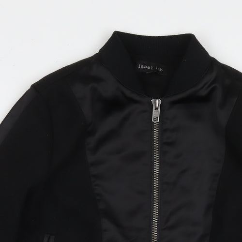 Label Lab Womens Black Bomber Jacket Coat Size 10 Zip