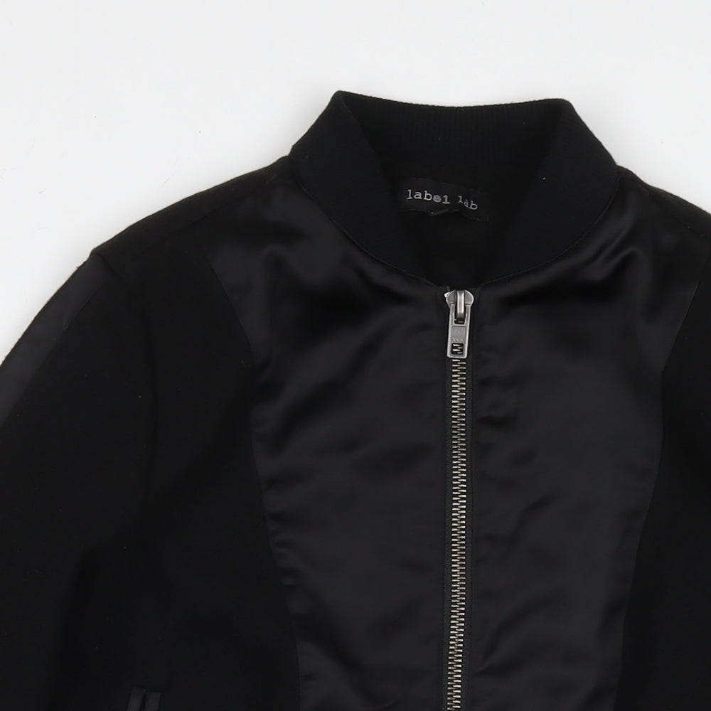 Label Lab Womens Black Bomber Jacket Coat Size 10 Zip