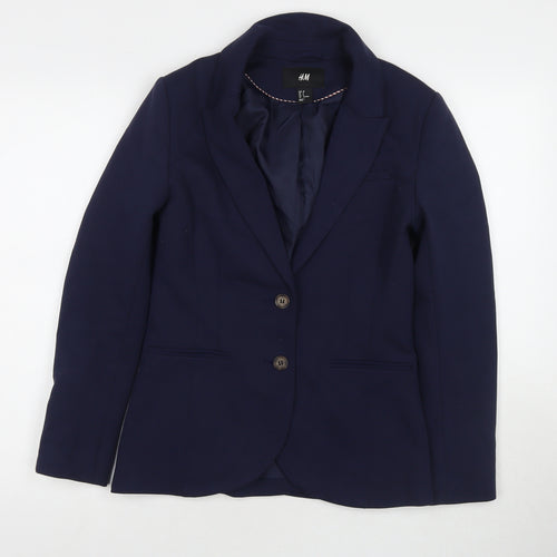 H&M Womens Blue Jacket Blazer Size 10 Button