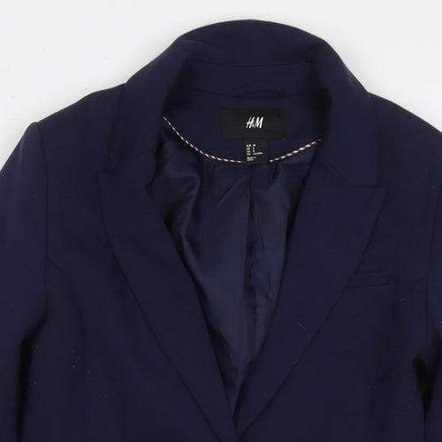 H&M Womens Blue Jacket Blazer Size 10 Button