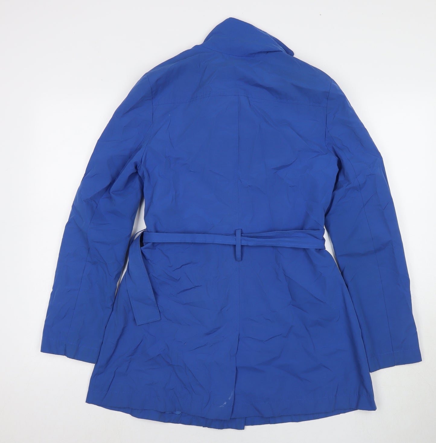 Hobbs Womens Blue Trench Coat Coat Size 8 Button