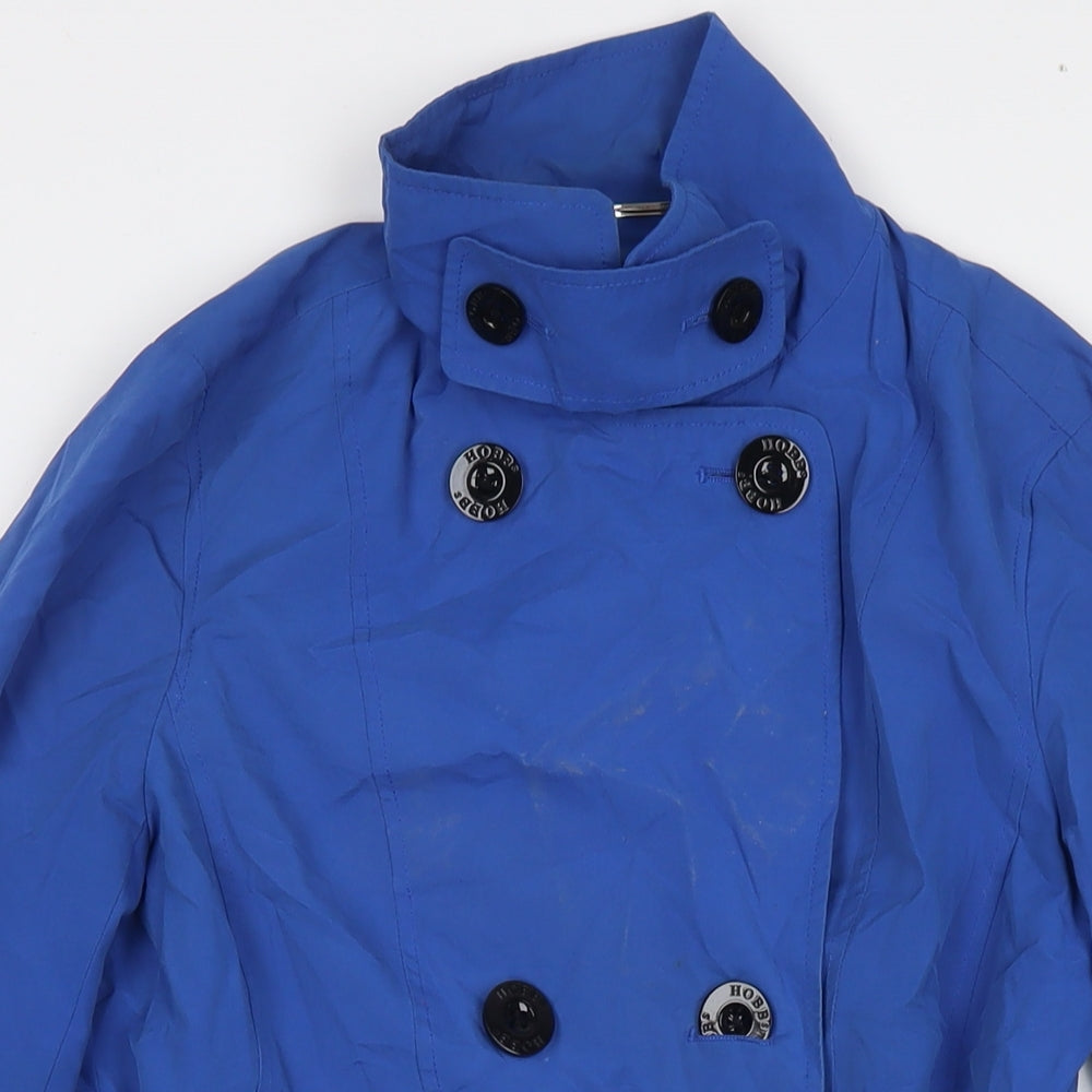 Hobbs Womens Blue Trench Coat Coat Size 8 Button