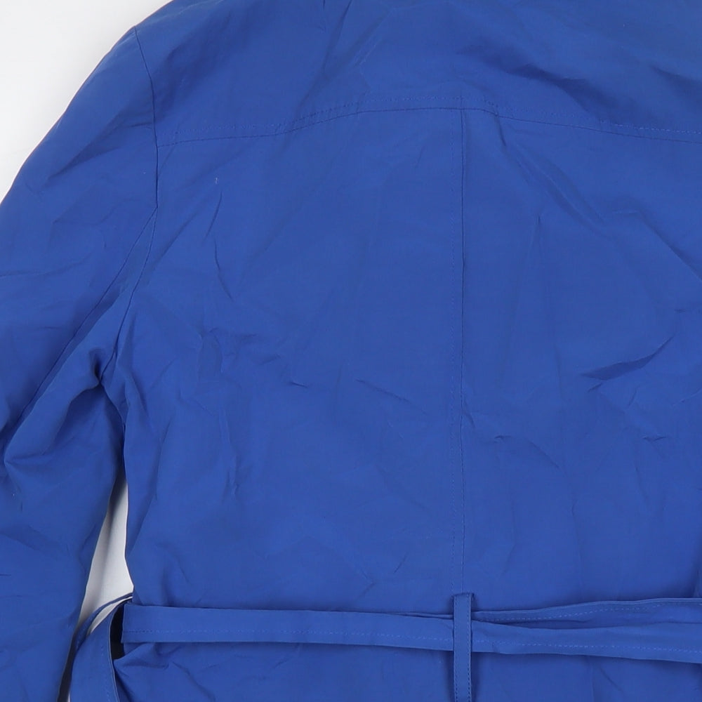 Hobbs Womens Blue Trench Coat Coat Size 8 Button