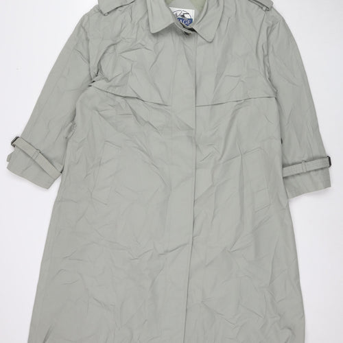 NuAge Womens Grey Trench Coat Coat Size 12 Button