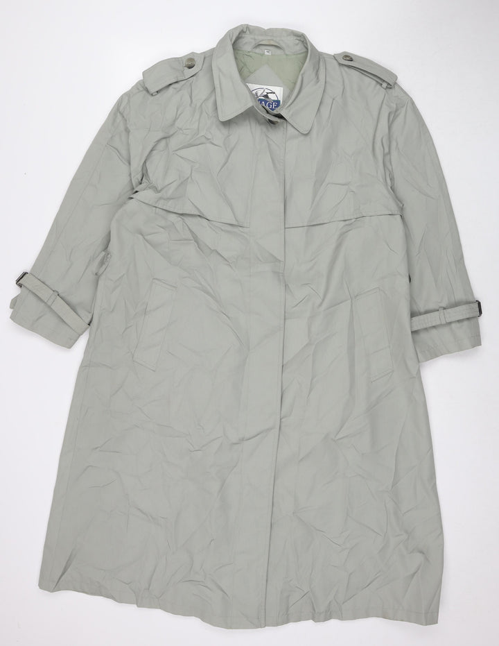 NuAge Womens Grey Trench Coat Coat Size 12 Button