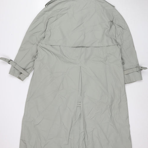 NuAge Womens Grey Trench Coat Coat Size 12 Button