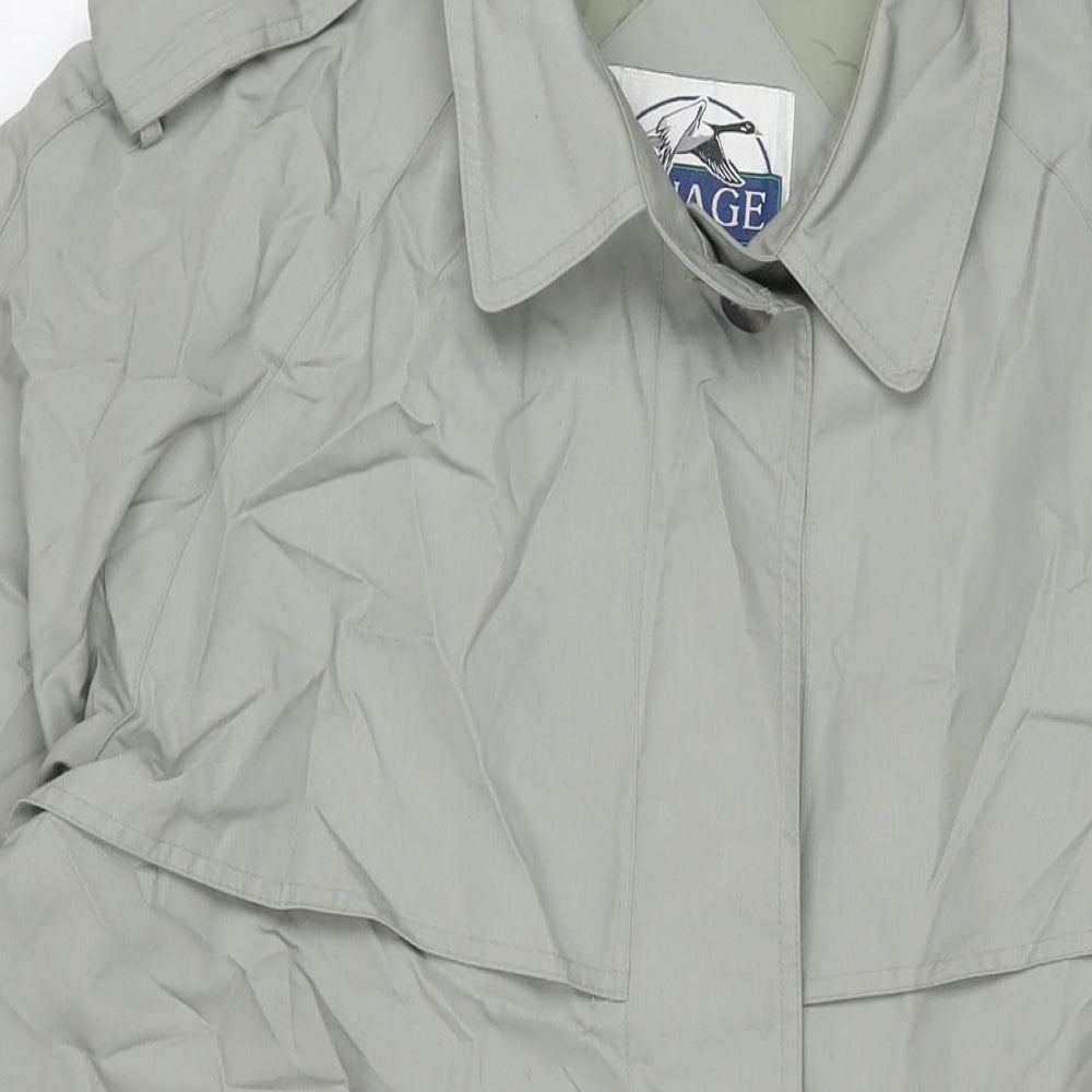 NuAge Womens Grey Trench Coat Coat Size 12 Button