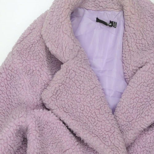 PRETTYLITTLETHING Womens Purple Overcoat Coat Size 8 Button