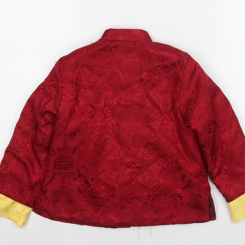 Yu Peng Boys Red Floral Kimono Jacket Size 8 Years Button
