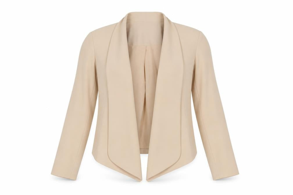 Front view of Topshop women’s beige jacket blazer, size UK 8