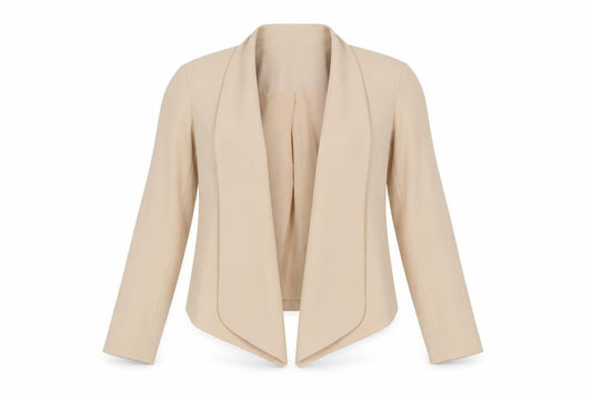 Front view of Topshop women’s beige jacket blazer, size UK 8