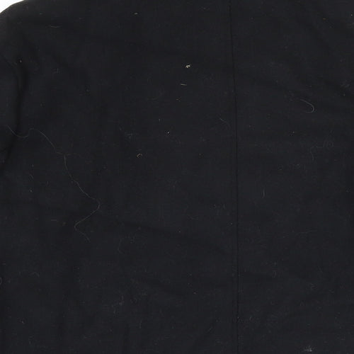 Avenue Mens Black Overcoat Coat Size L Button