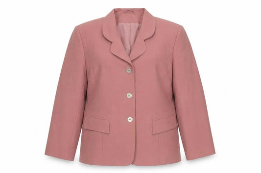 Front view of Report women’s pink jacket blazer, size UK 18, button