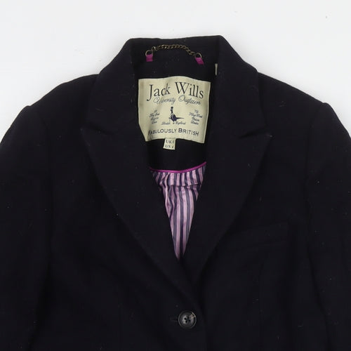 Jack Wills Womens Black Pea Coat Coat Size 8 Button