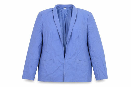 Front view of EWM women’s blue jacket blazer, size UK 14