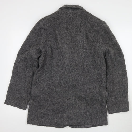H&M Womens Grey Overcoat Coat Size XS Buckle