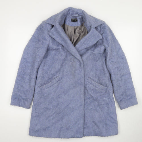 Topshop Womens Blue Overcoat Coat Size 6 Snap
