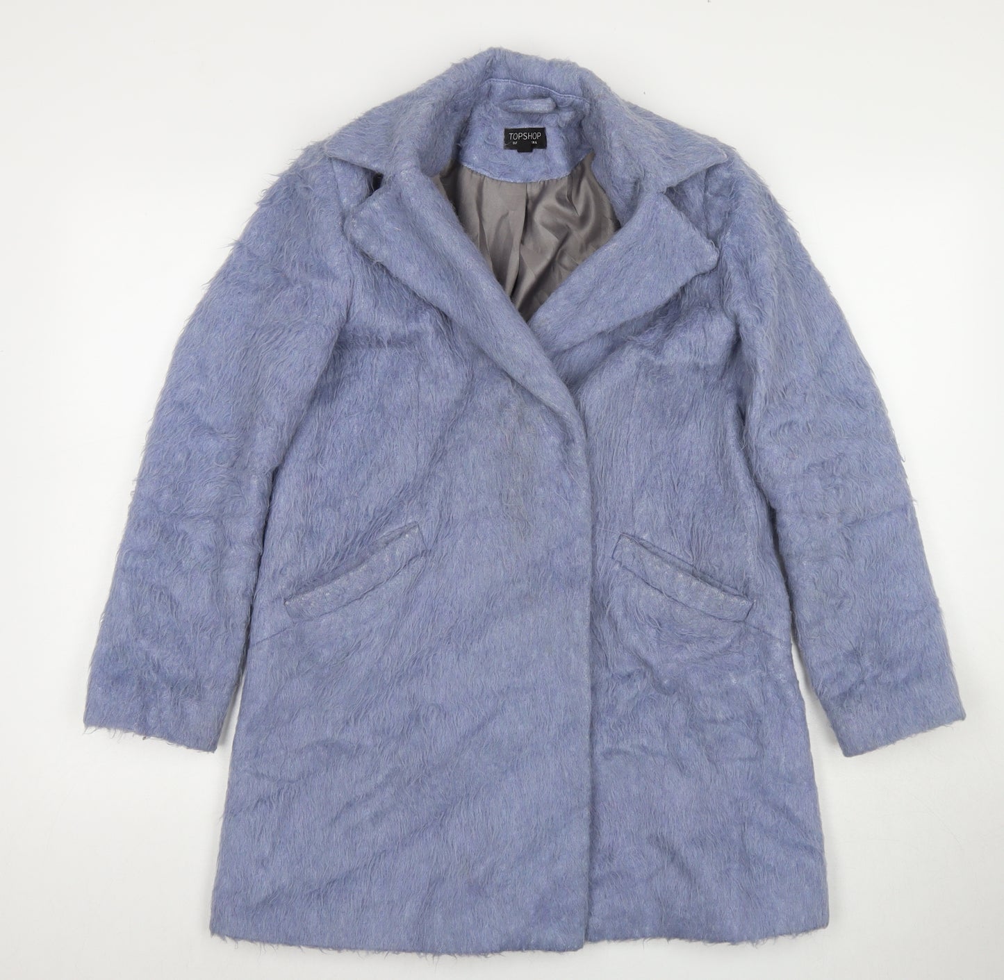 Topshop Womens Blue Overcoat Coat Size 6 Snap