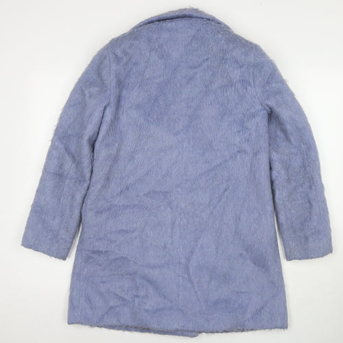Topshop Womens Blue Overcoat Coat Size 6 Snap