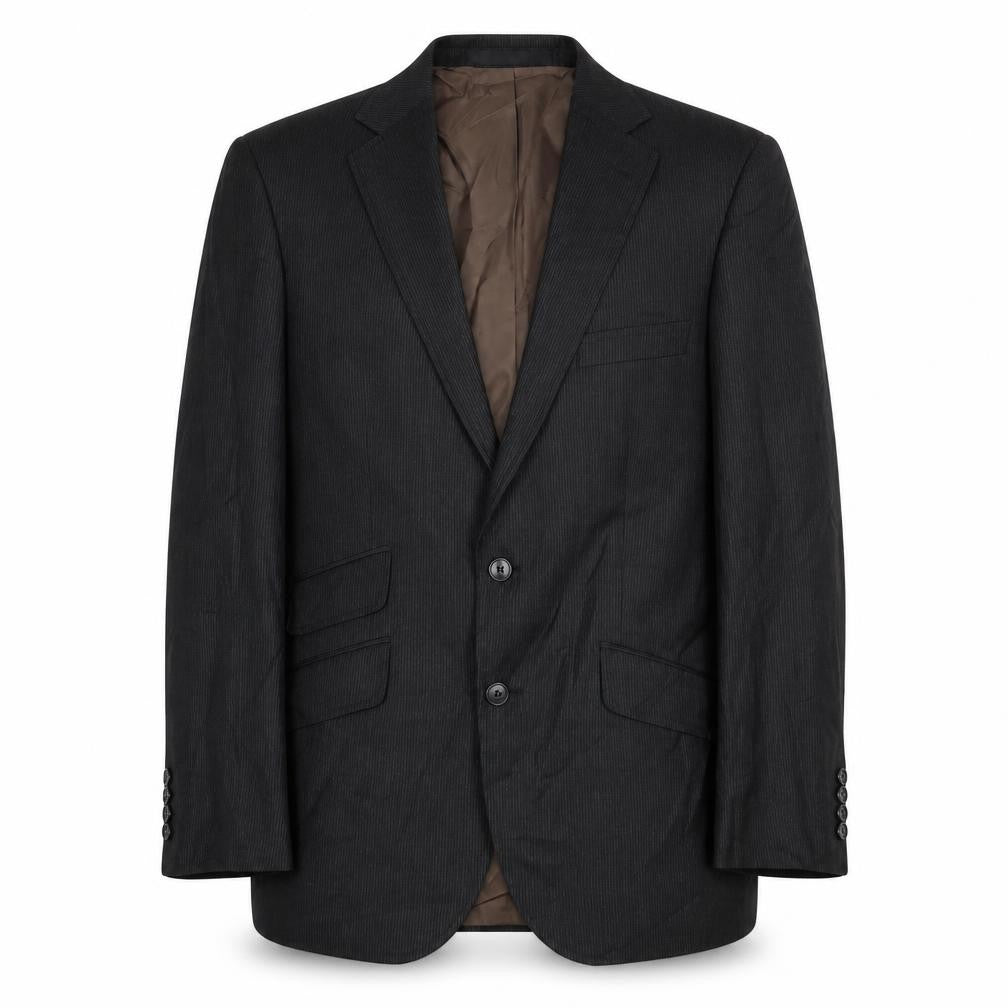 Front view of Marks & Spencer men’s black polyester jacket suit jacket, size 40, regular
