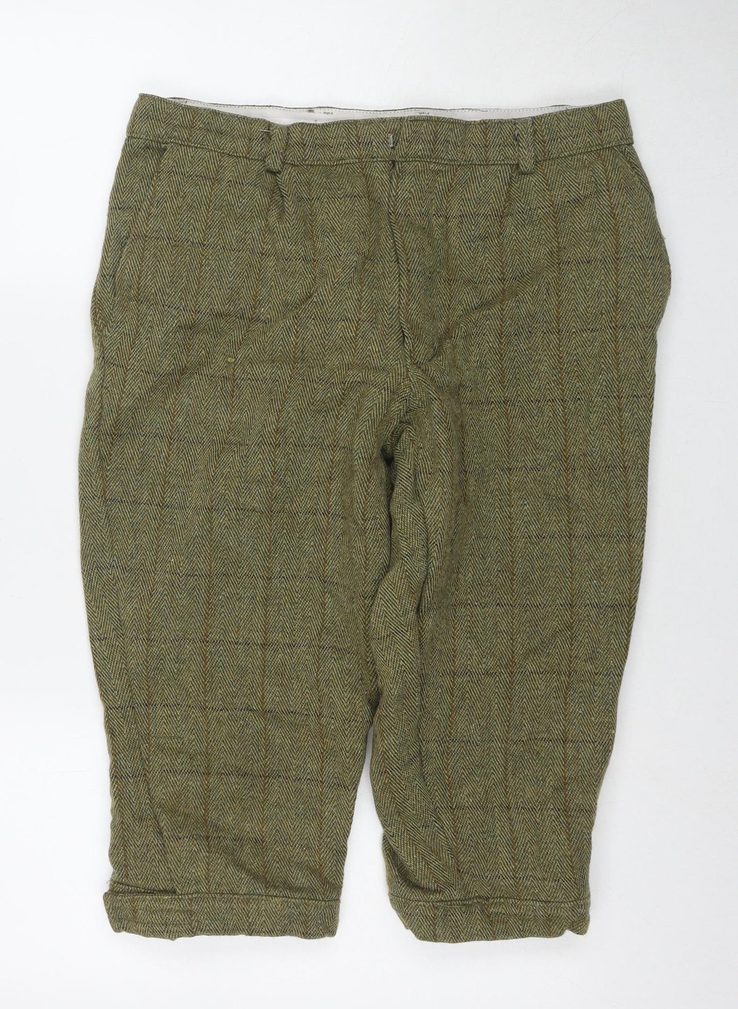Green Belt Mens Green Wool Chino Shorts Size 34 in L10 in Regular Zip
