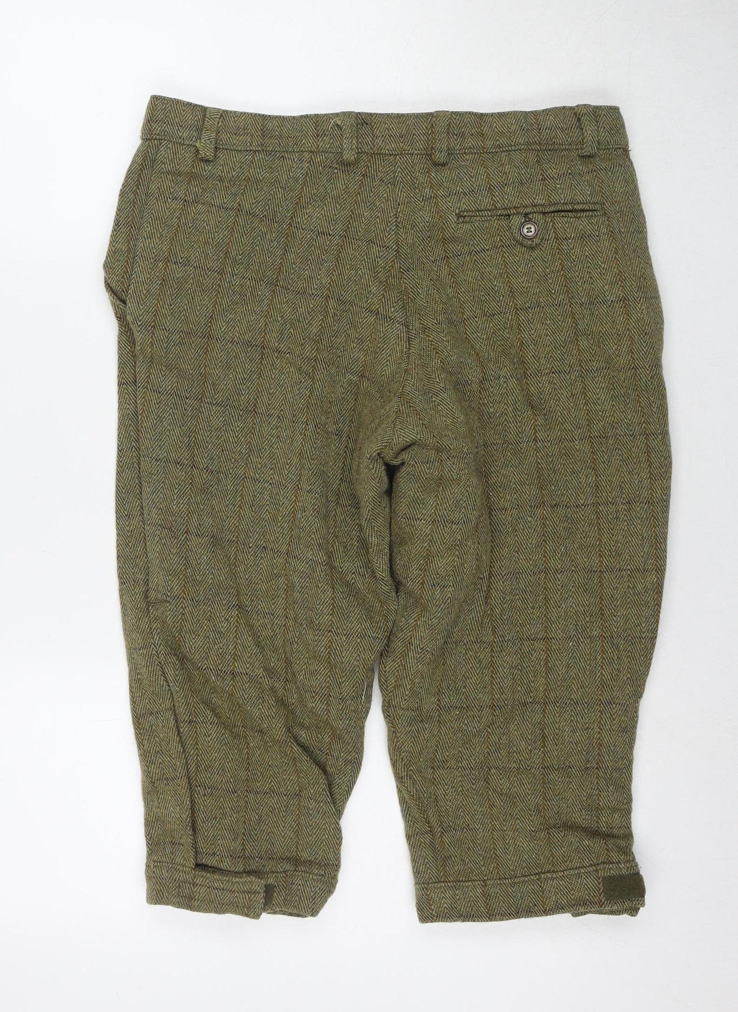 Green Belt Mens Green Wool Chino Shorts Size 34 in L10 in Regular Zip