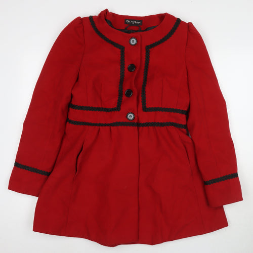 Miss Selfridge Womens Red Overcoat Coat Size 12 Button