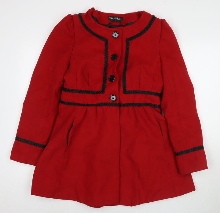Miss Selfridge Womens Red Overcoat Coat Size 12 Button