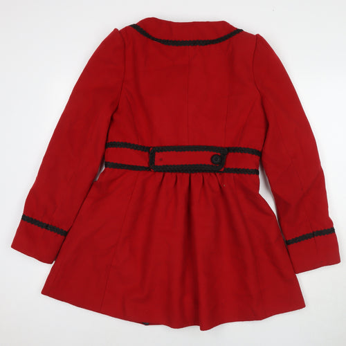 Miss Selfridge Womens Red Overcoat Coat Size 12 Button