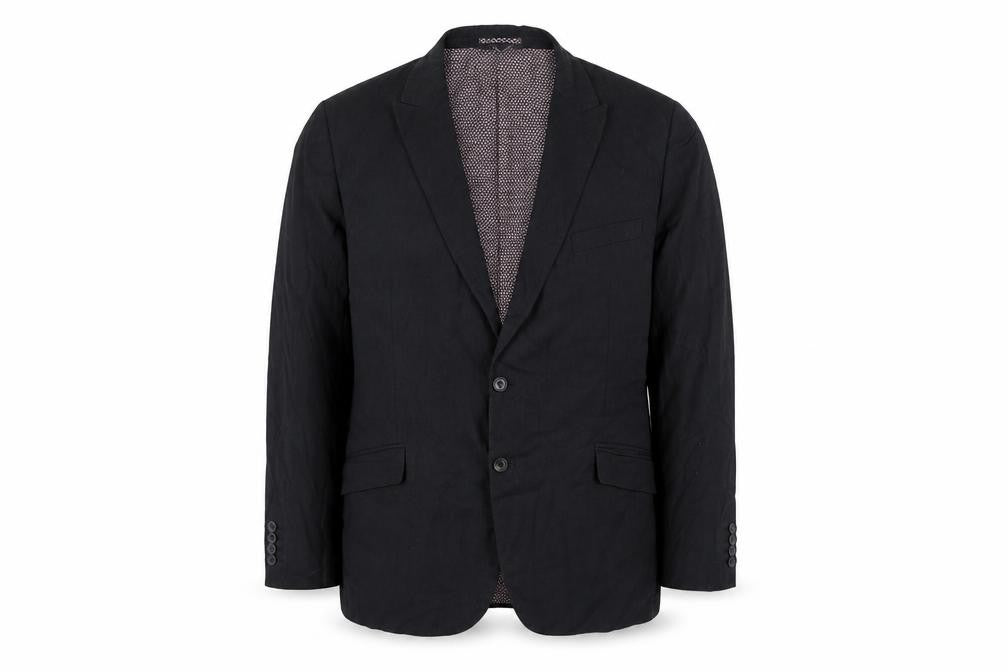 Front view of Marks & Spencer men’s grey polyester jacket suit jacket, size 48, regular