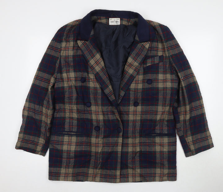 Simply French Womens Multicoloured Check Jacket Size 14 Button