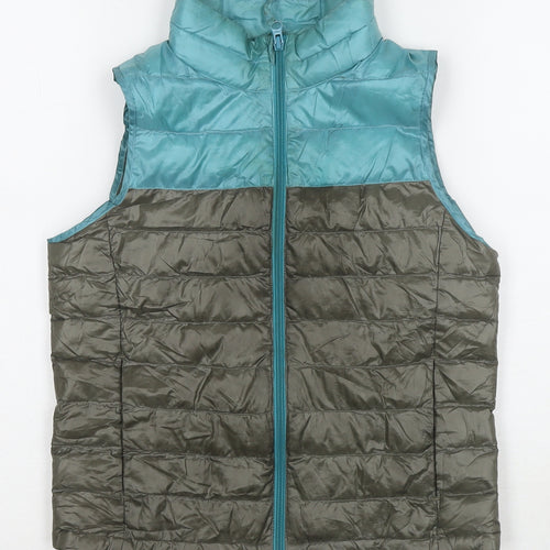Uniqlo Boys Grey Colourblock Gilet Waistcoat Size 9-10 Years Zip