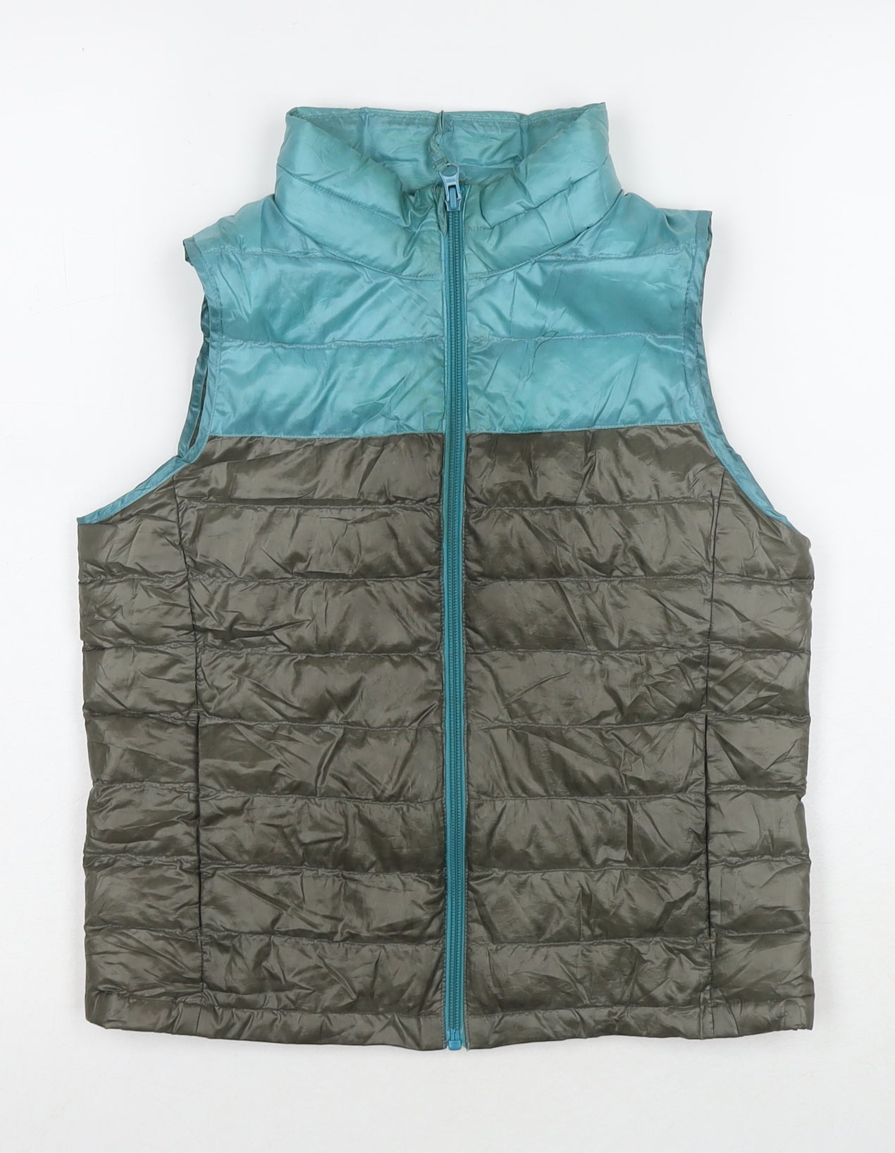 Uniqlo Boys Grey Colourblock Gilet Waistcoat Size 9-10 Years Zip