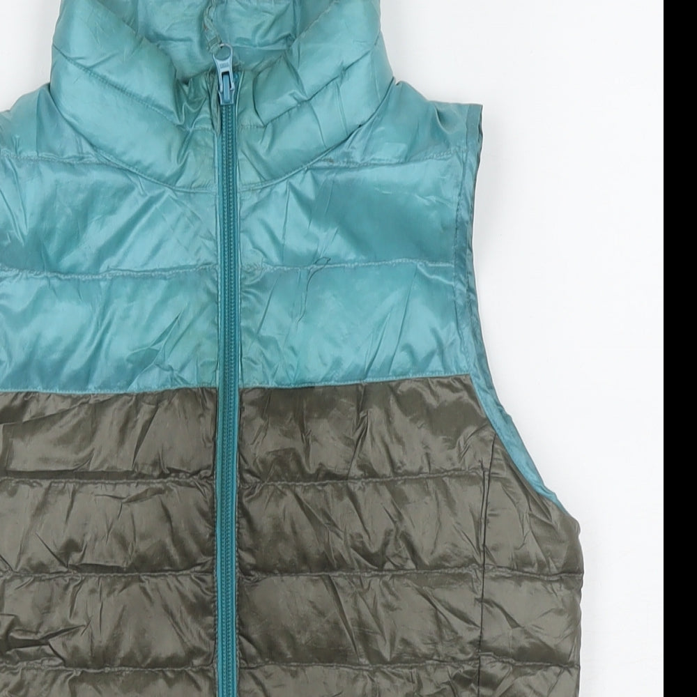 Uniqlo Boys Grey Colourblock Gilet Waistcoat Size 9-10 Years Zip