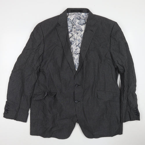Autograph Mens Grey Striped Wool Jacket Suit Jacket Size 46 Regular