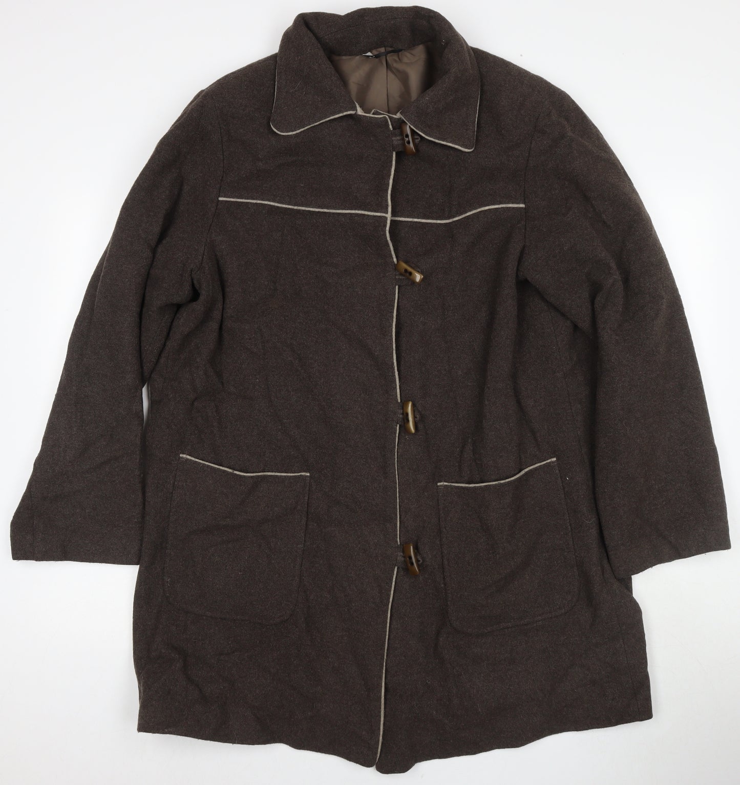 BHS Womens Brown Overcoat Coat Size 18 Toggle