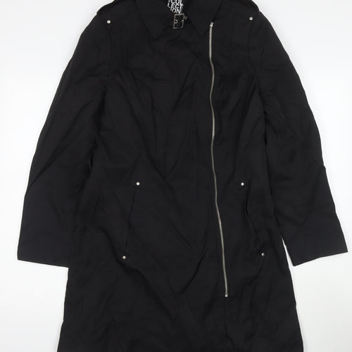 Debenhams Womens Black Trench Coat Coat Size 14 Zip