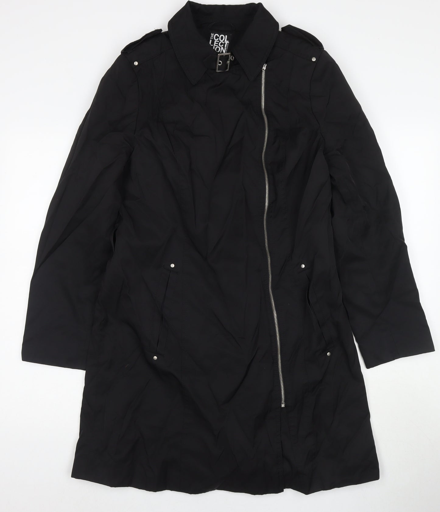Debenhams Womens Black Trench Coat Coat Size 14 Zip