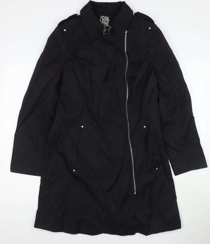 Debenhams Womens Black Trench Coat Coat Size 14 Zip